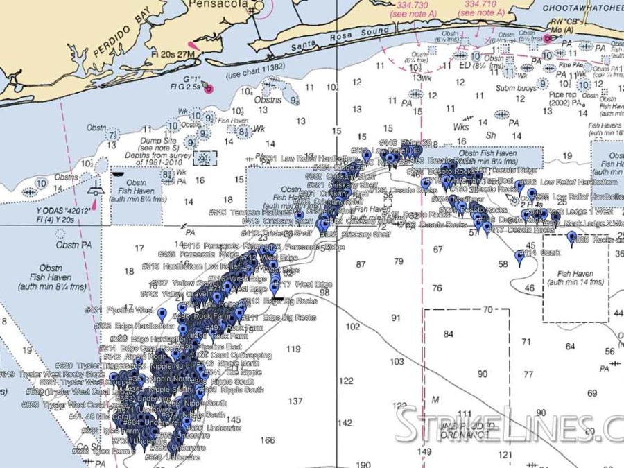 Pensacola Bay 2.0 StrikeLines Fishing Charts