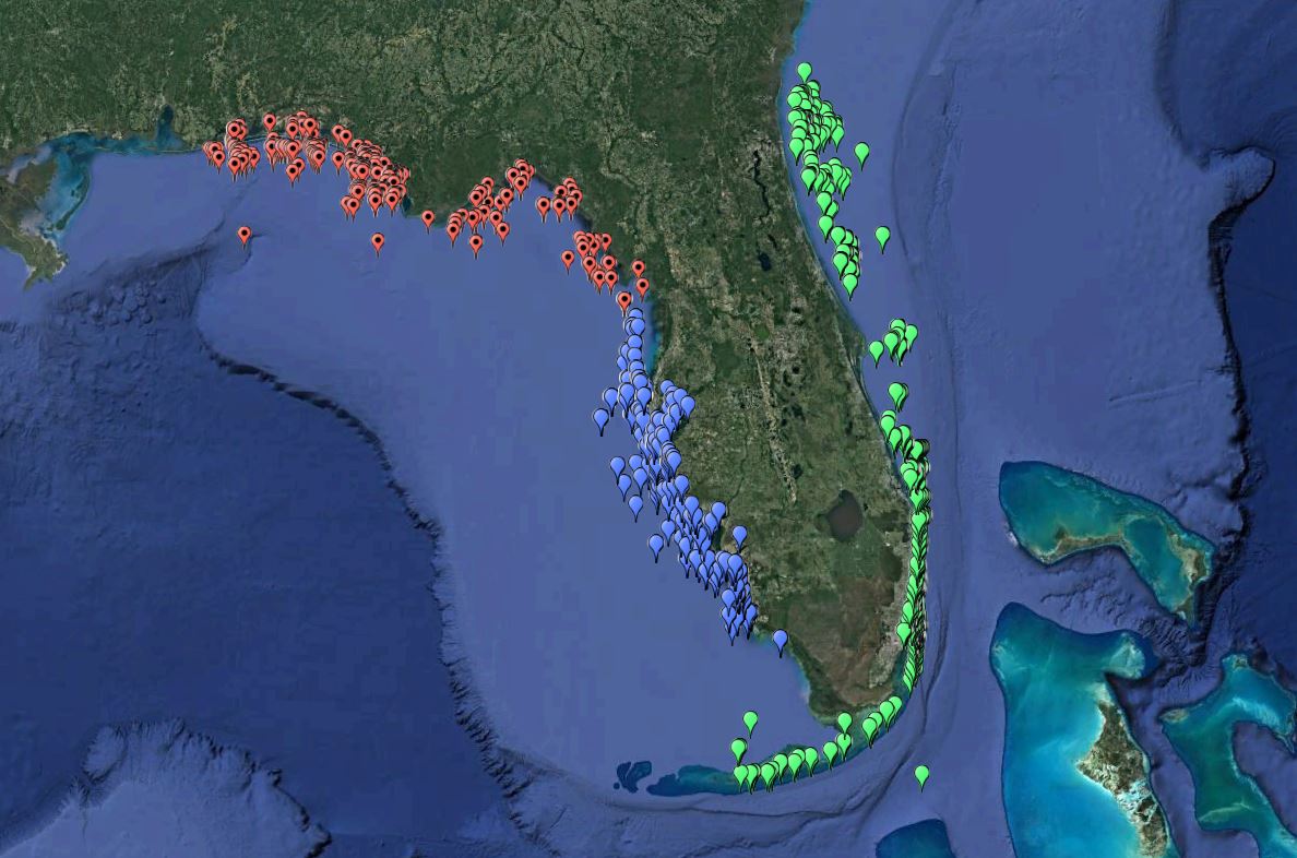 florida public reefs StrikeLines Fishing Charts